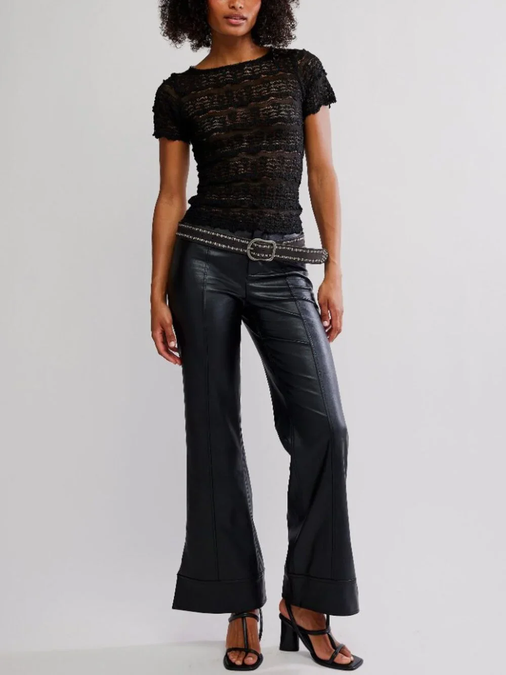 🆕 FREE PEOPLE Angelina Lace Tee / Black
